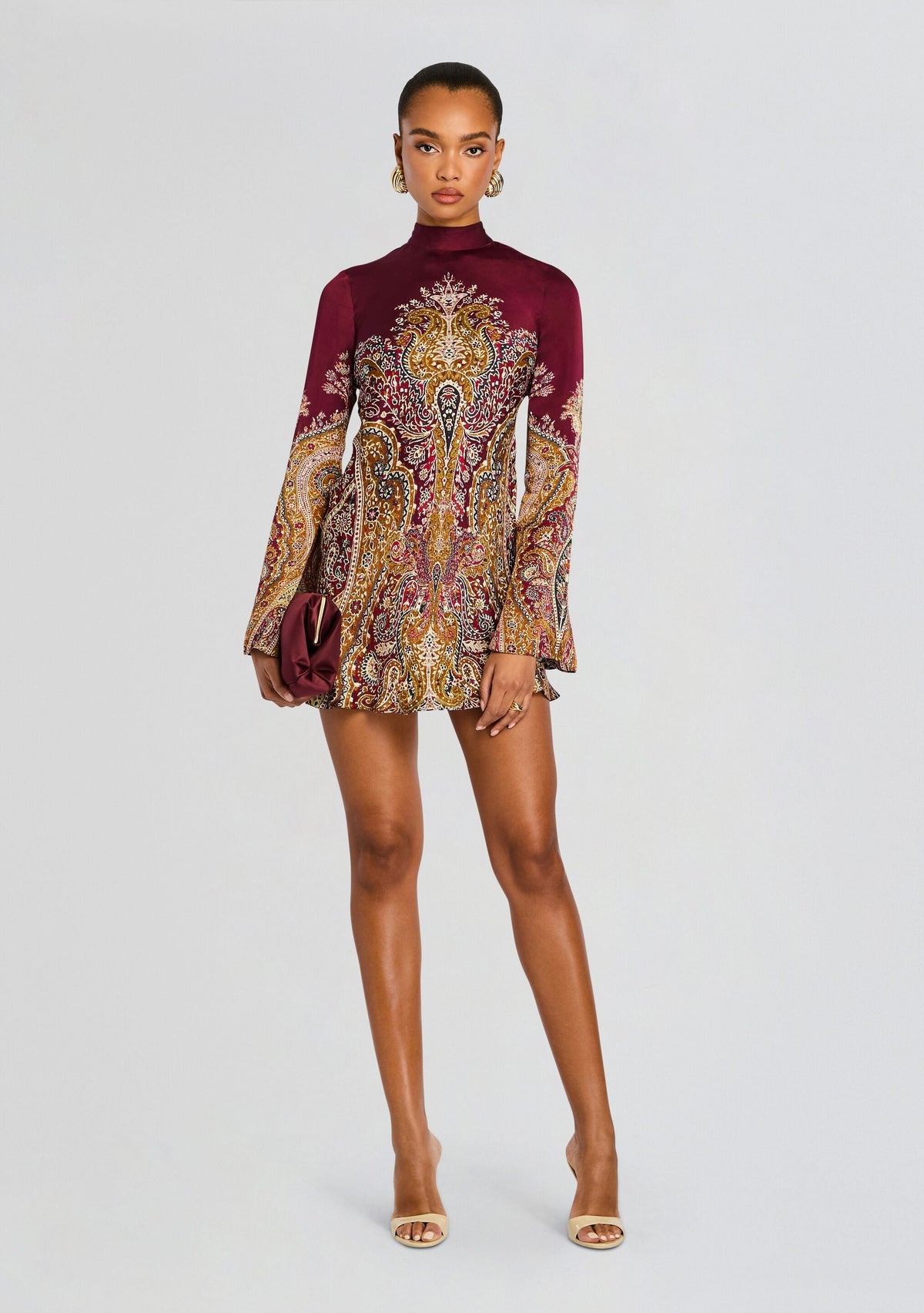 Shifa Mini Dress by Hemant & Nandita in Burgundy, product image 5