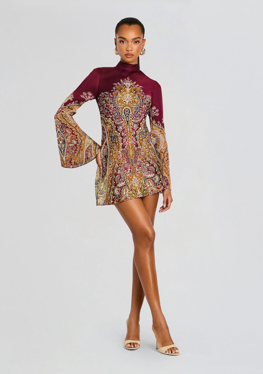 Shifa Mini Dress by Hemant & Nandita in Burgundy, product image 1