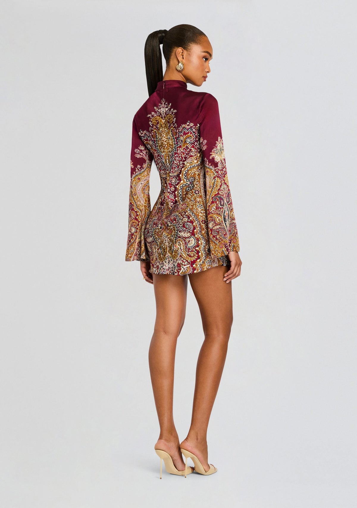 Shifa Mini Dress by Hemant & Nandita in Burgundy, product image 4