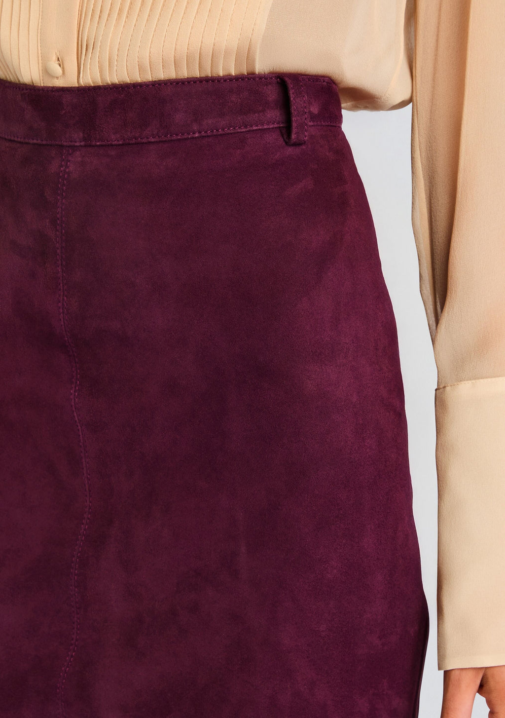 Marcella Suede Leather Skirt by retrofête in Bordeaux, product image 3