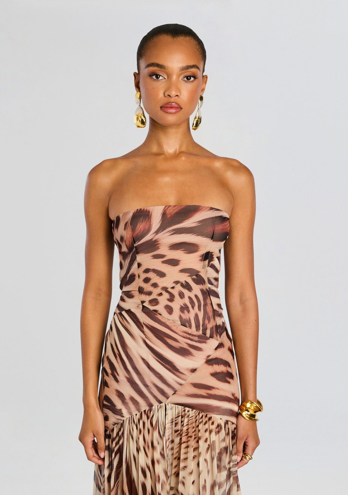 Nicole Silk Chiffon Dress by retrofête in Animal Print, product image 5
