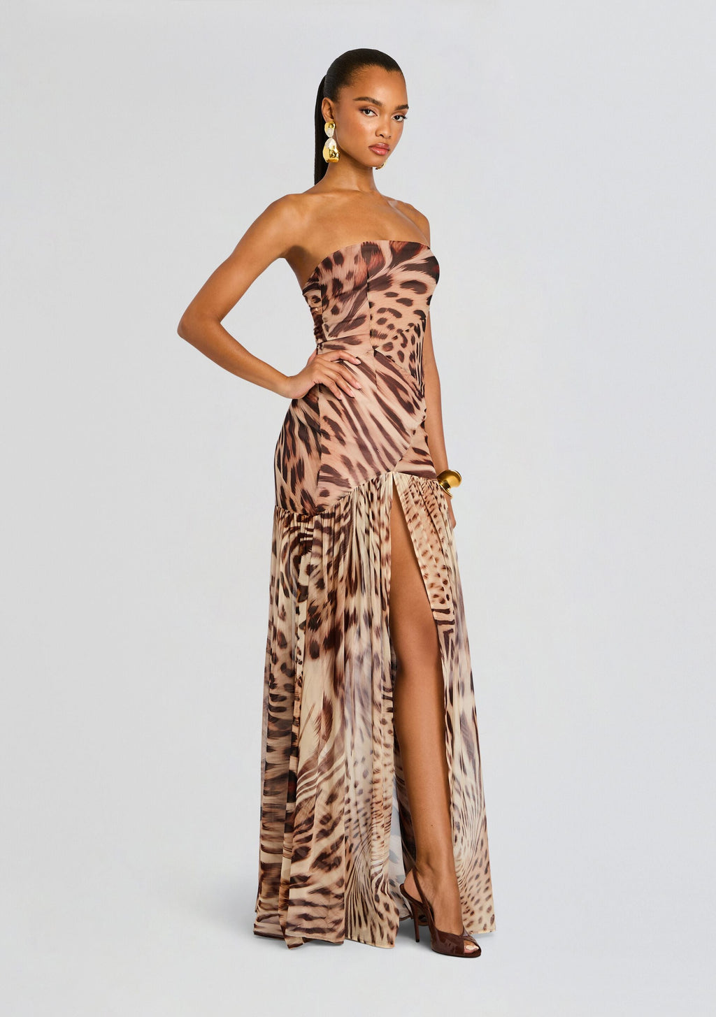Nicole Silk Chiffon Dress by retrofête in Animal Print, product image 3