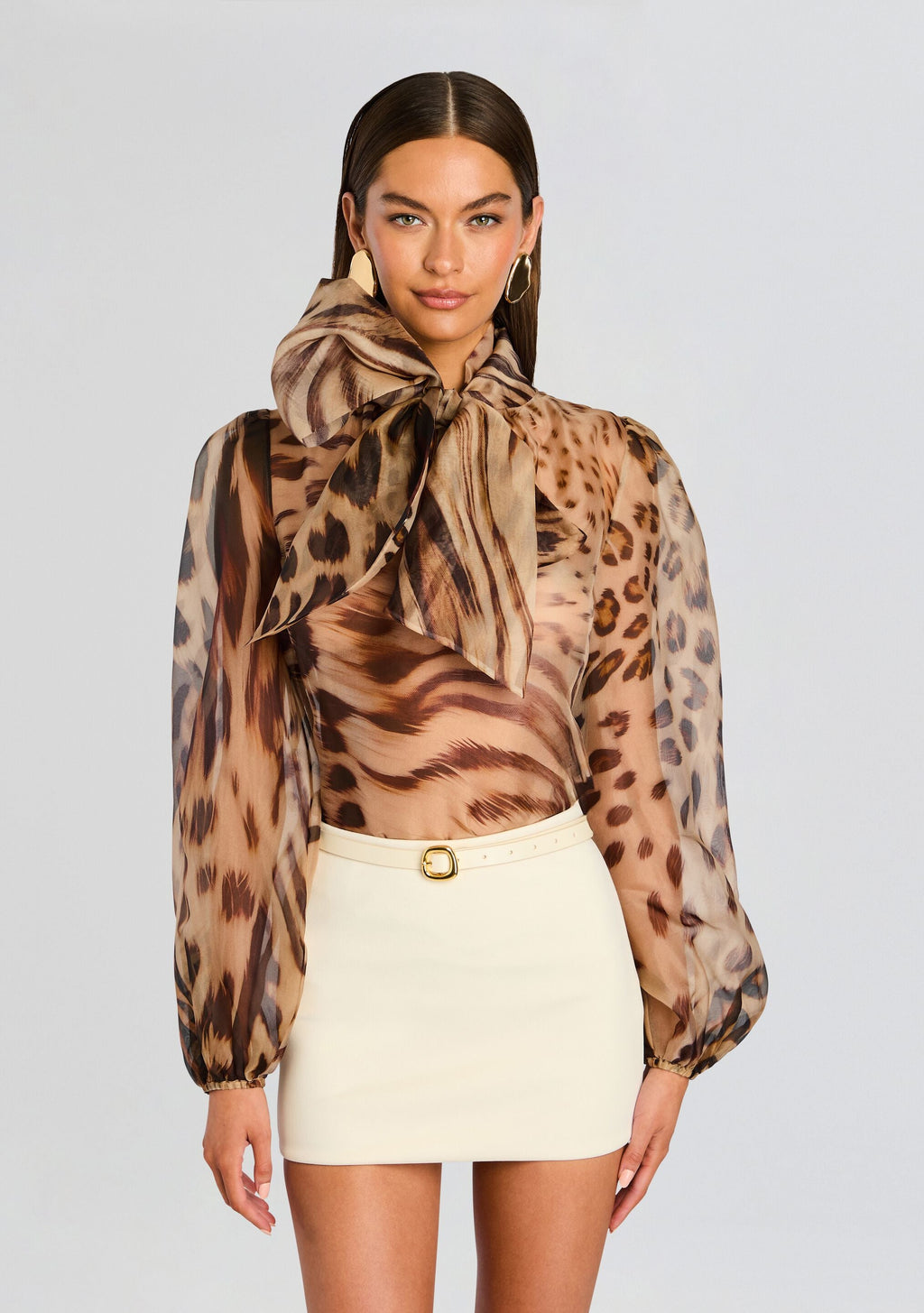 Peregrine Silk Blouse by retrofête in Melting Animal Print, product image 1