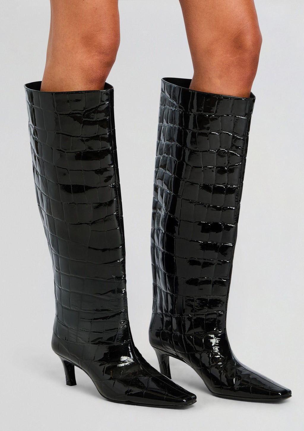 Taliah Leather Boot by retrofête in Black Croco, product image 2