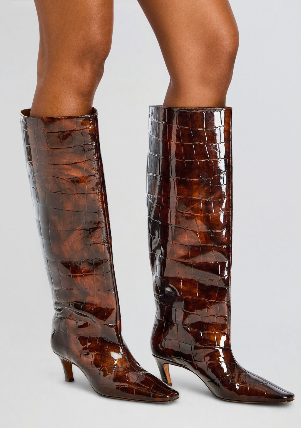 Taliah Leather Boot by retrofête in Brown Croco, product image 2