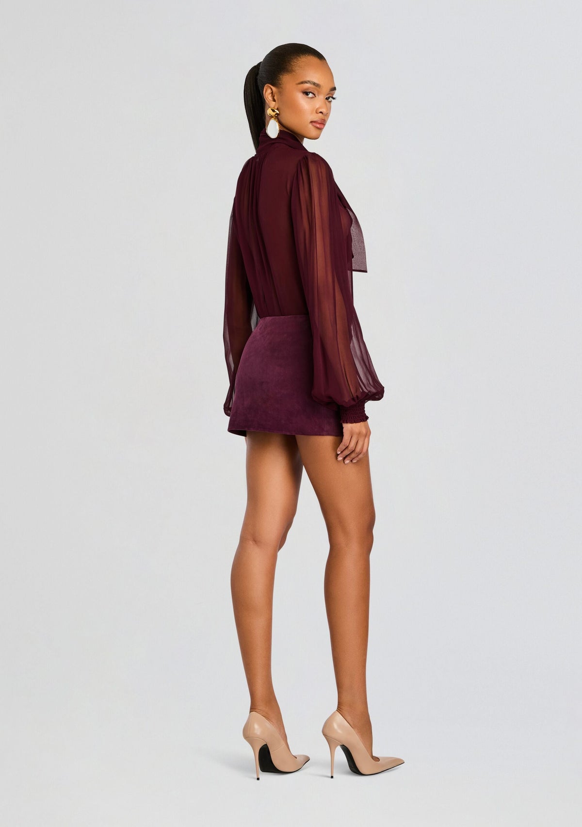 Valerie Suede Leather Skirt by retrofête in Bordeaux, product image 5