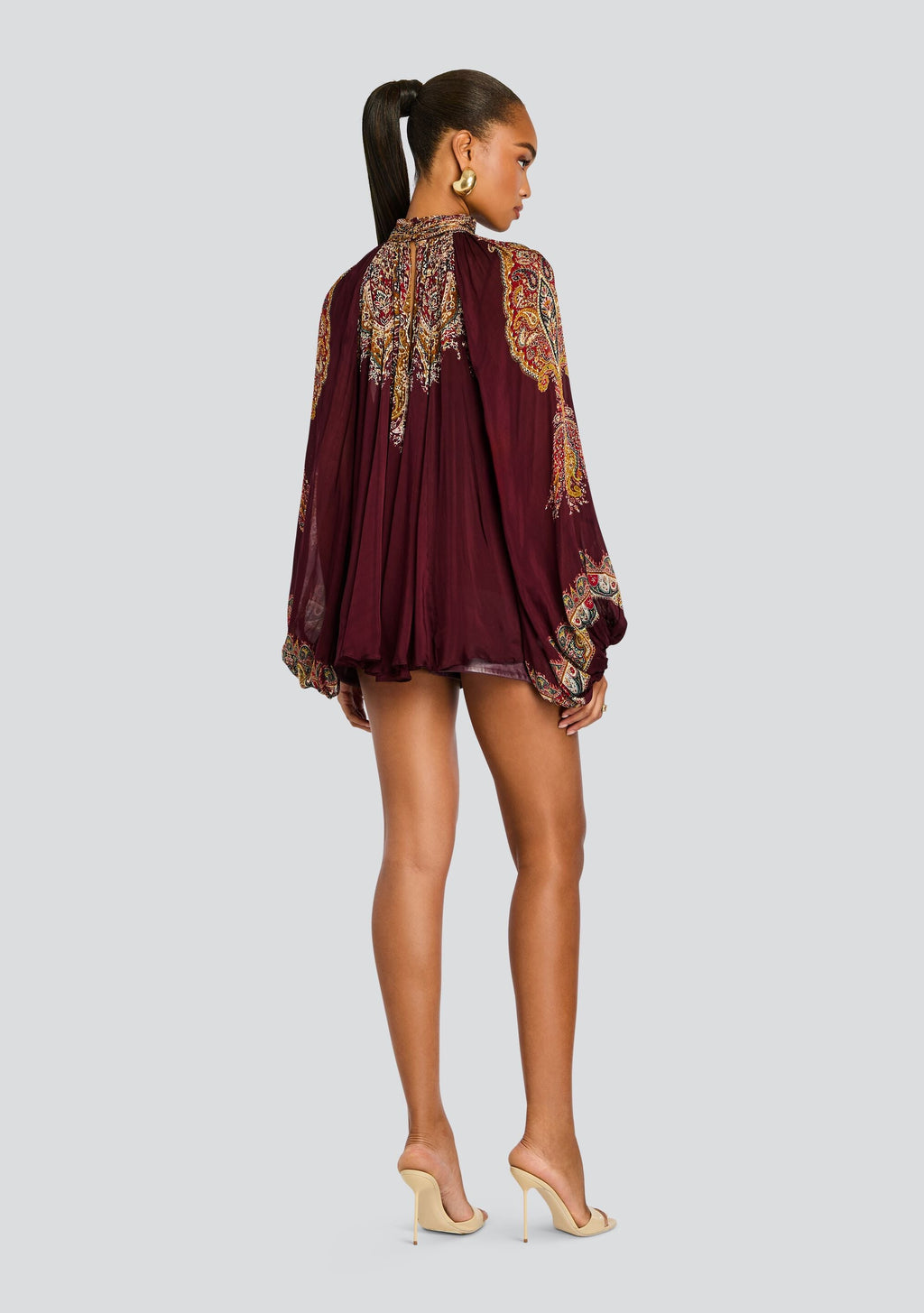 Shifa Top by Hemant & Nandita in Burgundy, product image 5