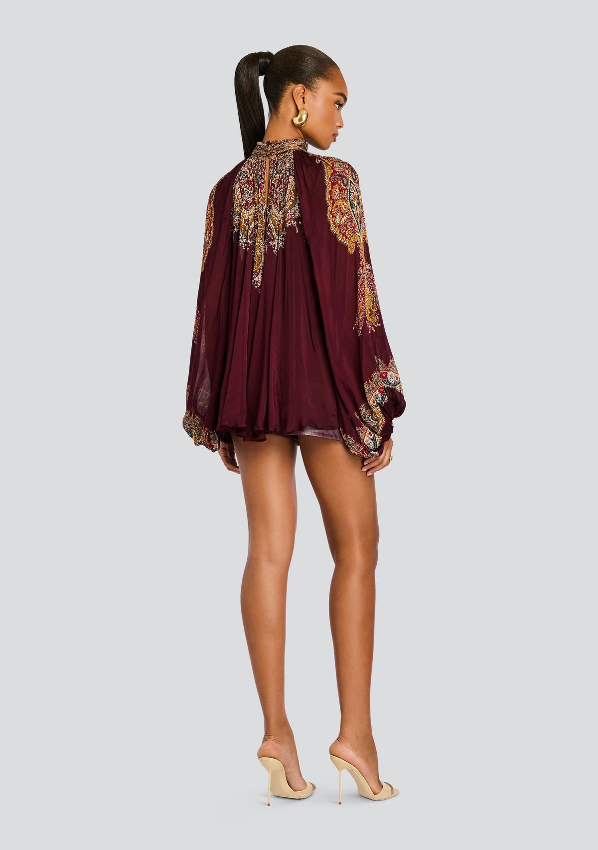 Shifa Top by Hemant & Nandita in Burgundy, product image 5