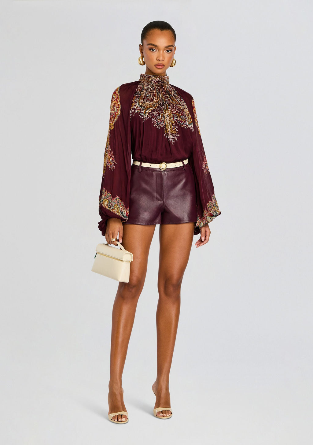 Shifa Top by Hemant & Nandita in Burgundy, product image 2