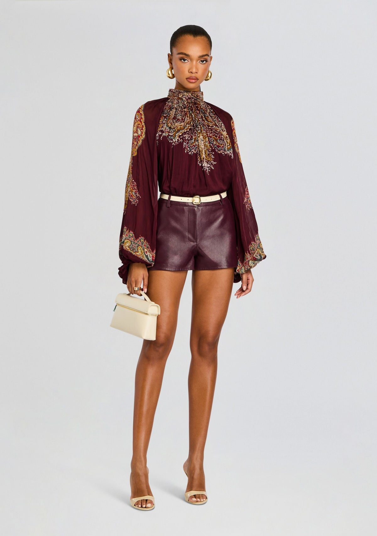 Shifa Top by Hemant & Nandita in Burgundy, product image 2