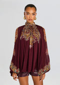 Shifa Top by Hemant & Nandita in Burgundy, product image 1