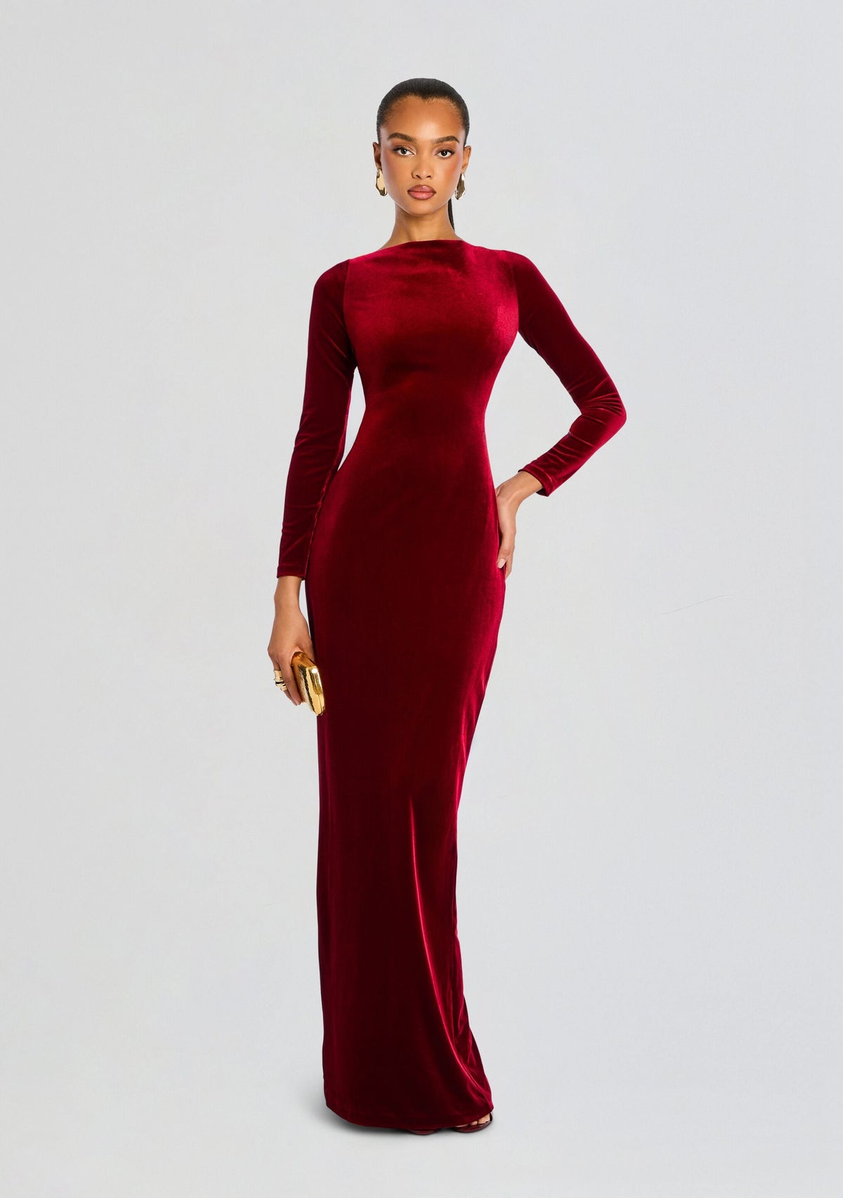 Alizee Velvet Dress by retrofête in Scarlet, product image 4