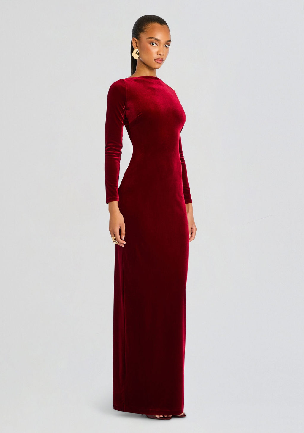 Alizee Velvet Dress by retrofête in Scarlet, product image 5