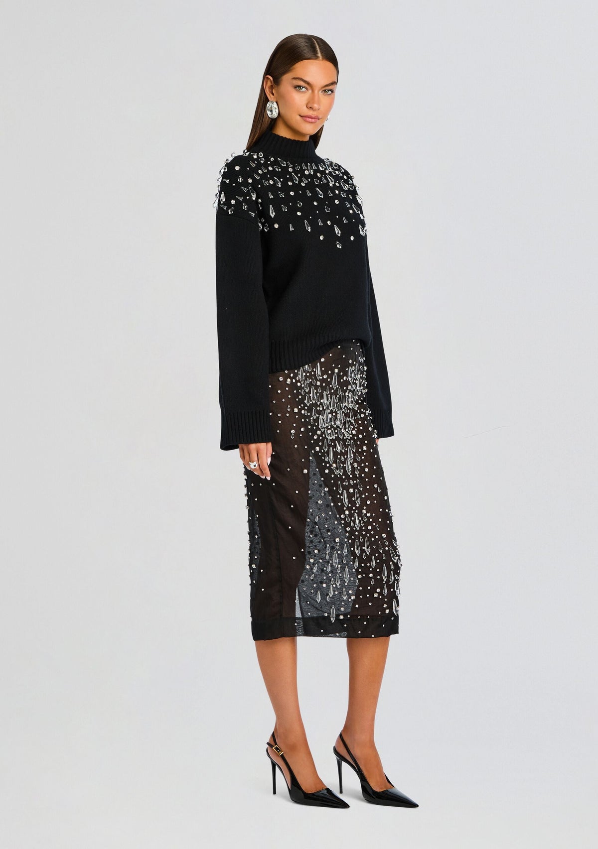 Isabel Embellished Skirt by retrofête in Black/Silver, product image 4
