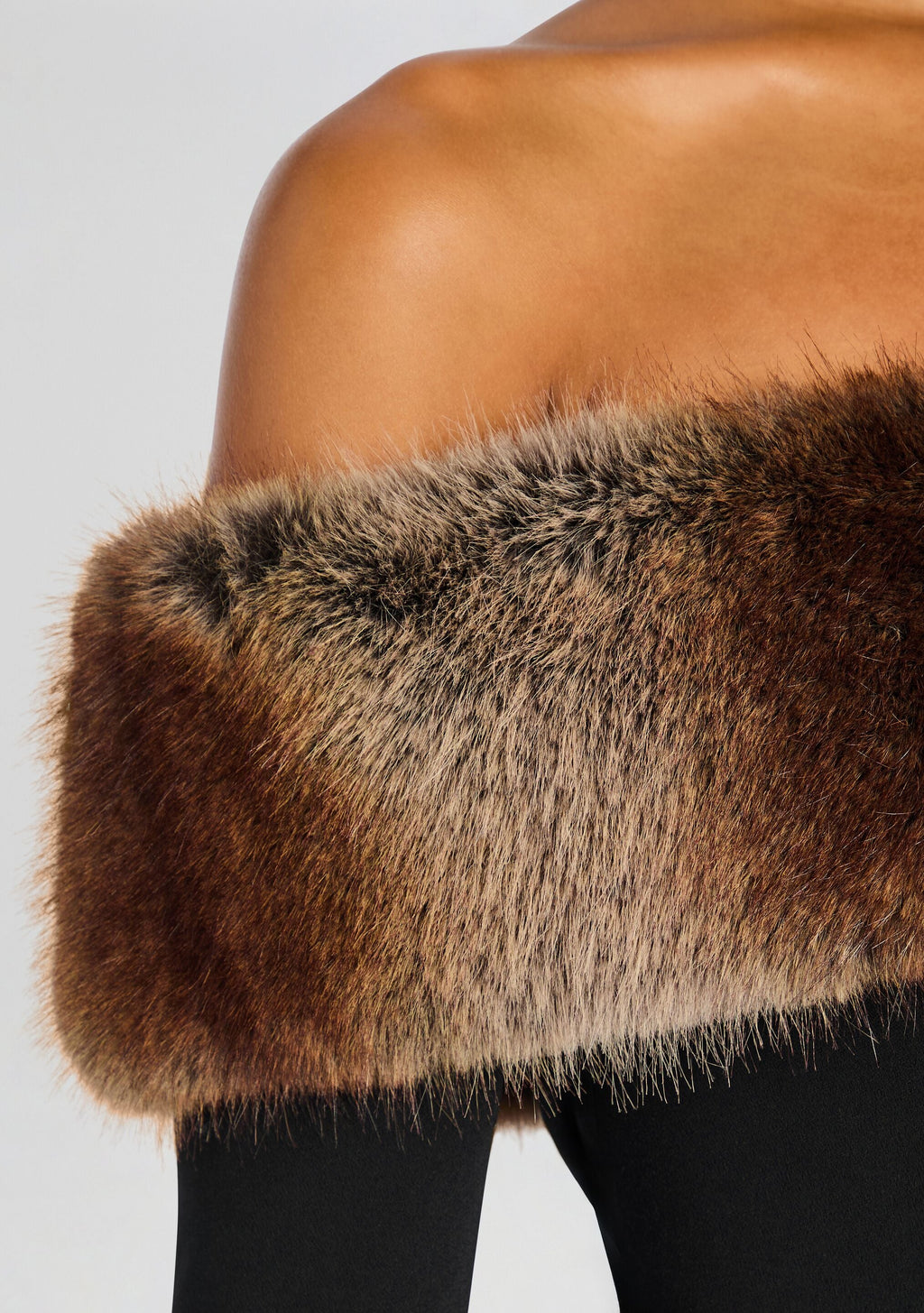 Elspeth Faux Fur Dress by retrofête in Black/Machiatto, product image 2