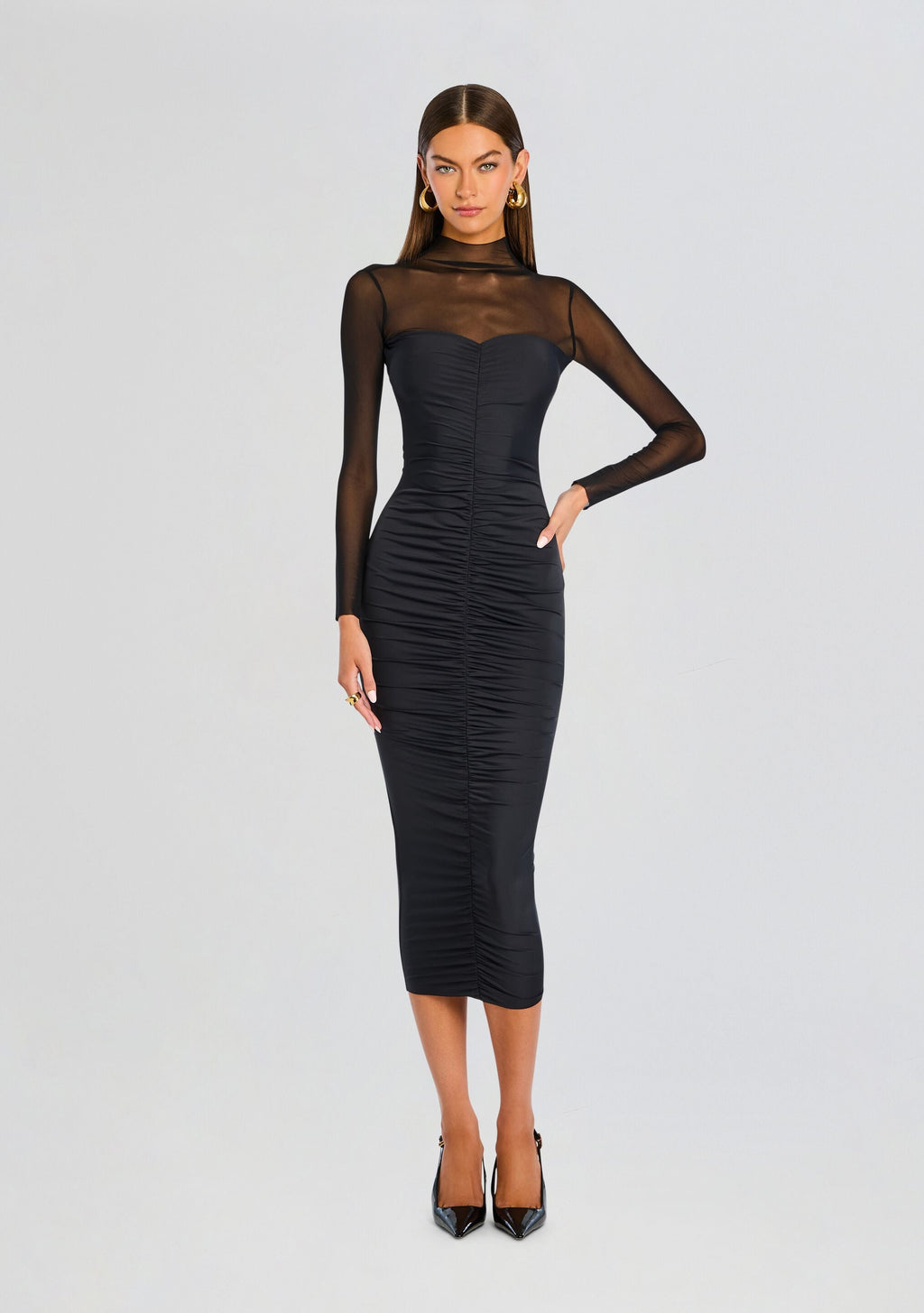 Emilyn Midi Dress by SEROYA in Black, product image 1