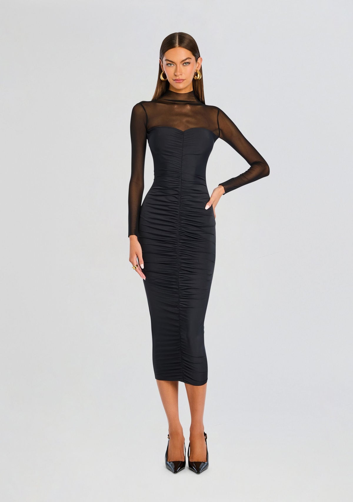 Emilyn Midi Dress by SEROYA in Black, product image 1