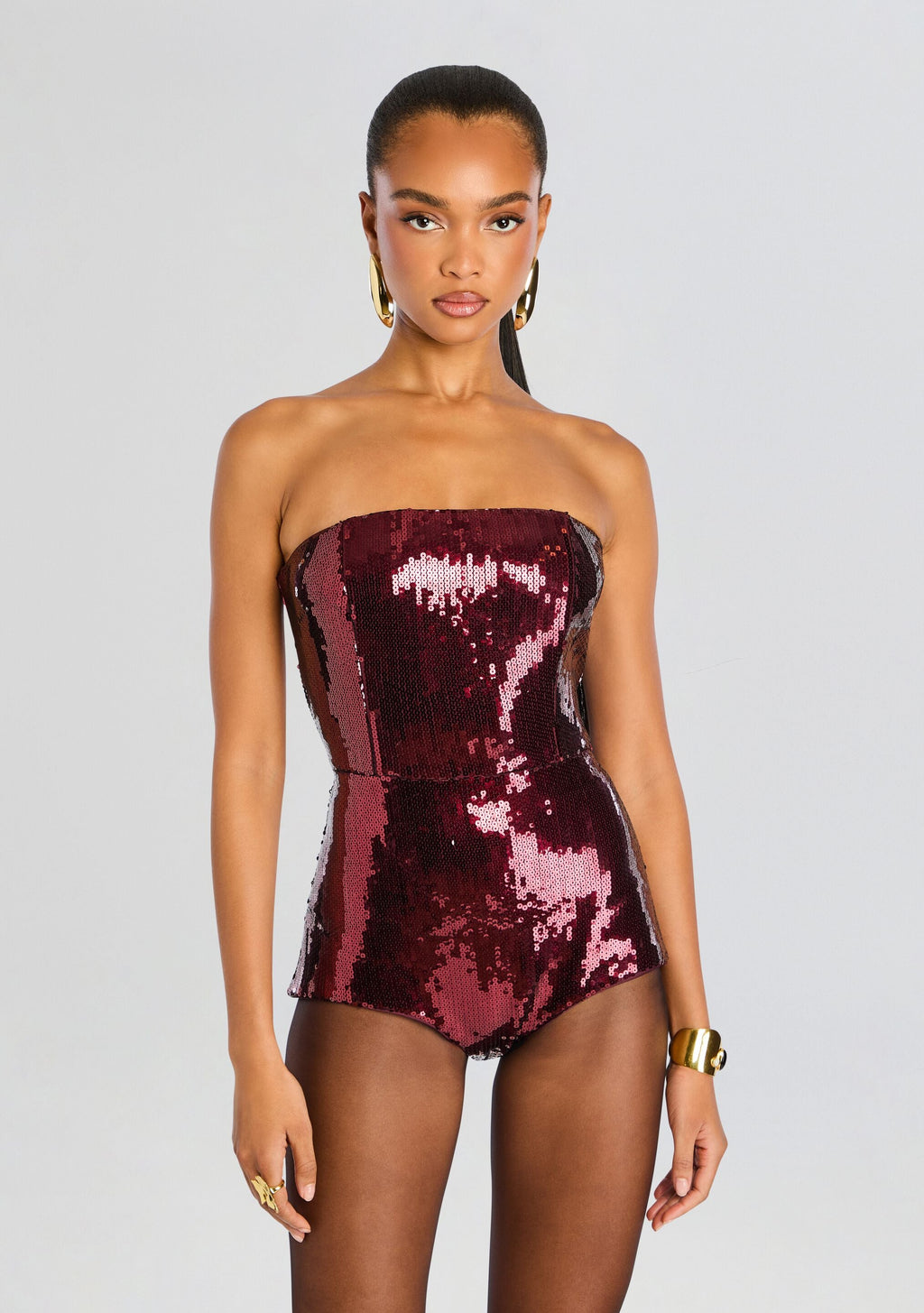 Estella Sequin Romper by retrofête in Port, product image 6