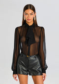 Hasli Silk Chiffon Top by retrofête in Black, product image 1