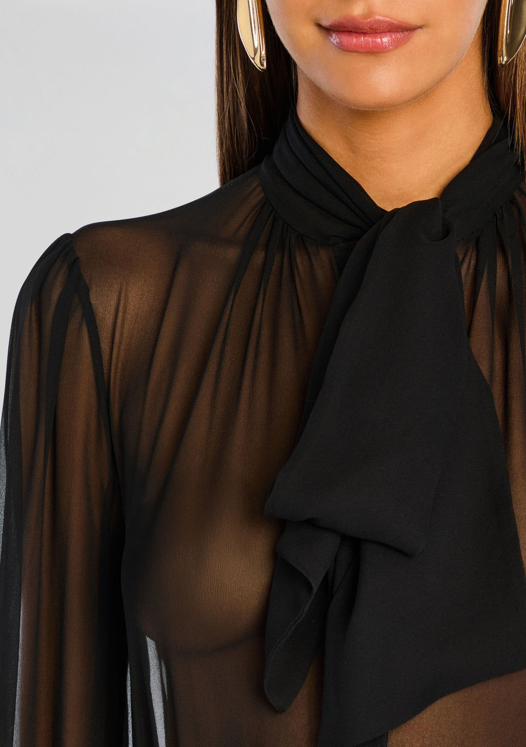 Hasli Silk Chiffon Top by retrofête in Black, product image 3
