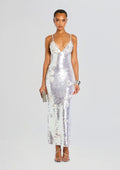 Ines Sequin Dress by retrofête in White/Silver, product image 1
