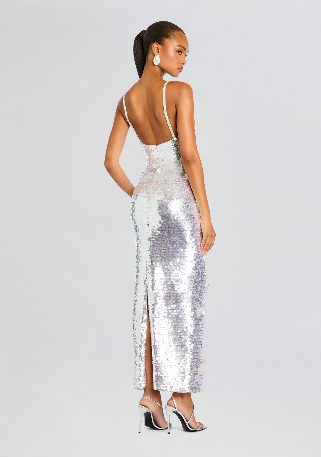 Ines Sequin Dress by retrofête in White/Silver, product image 4
