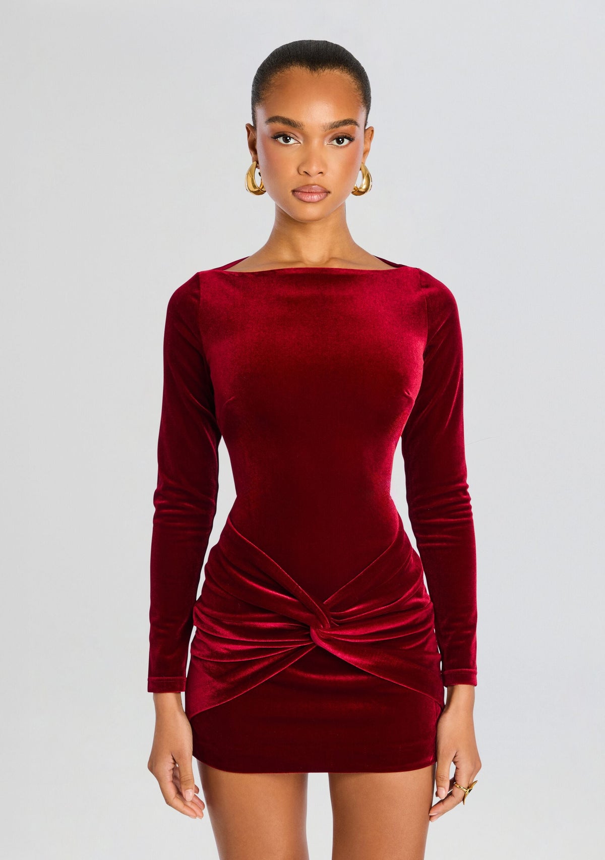 Kadala Velvet Dress by retrofête in Scarlet, product image 5