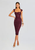 Kylie Mesh Midi Dress by SEROYA in Merlot, product image 1