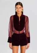 Liana Silk Blouse by retrofête in Port, product image 1