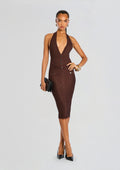 Marilina Metallic Knit Dress by retrofête in Metallic Espresso, product image 1