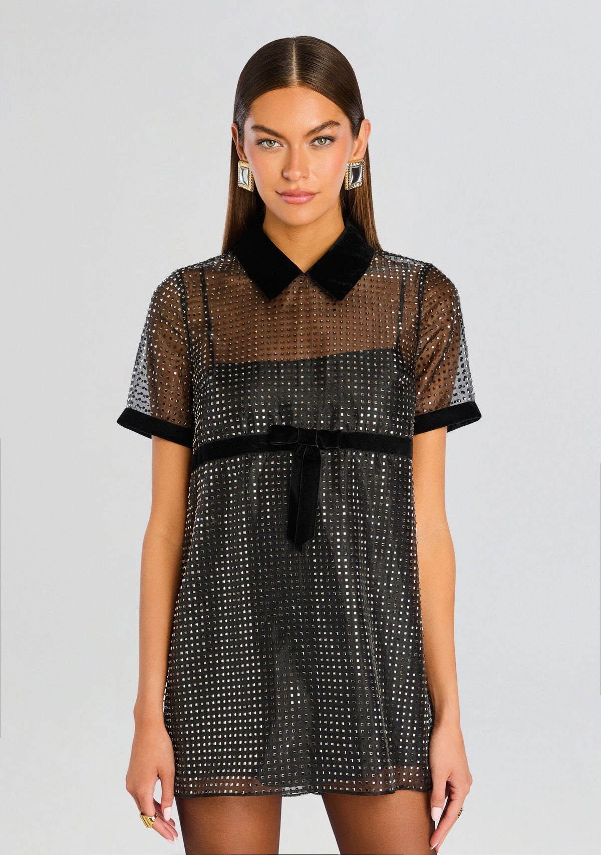 Meryl Embellished Dress by retrofête in Black, product image 5