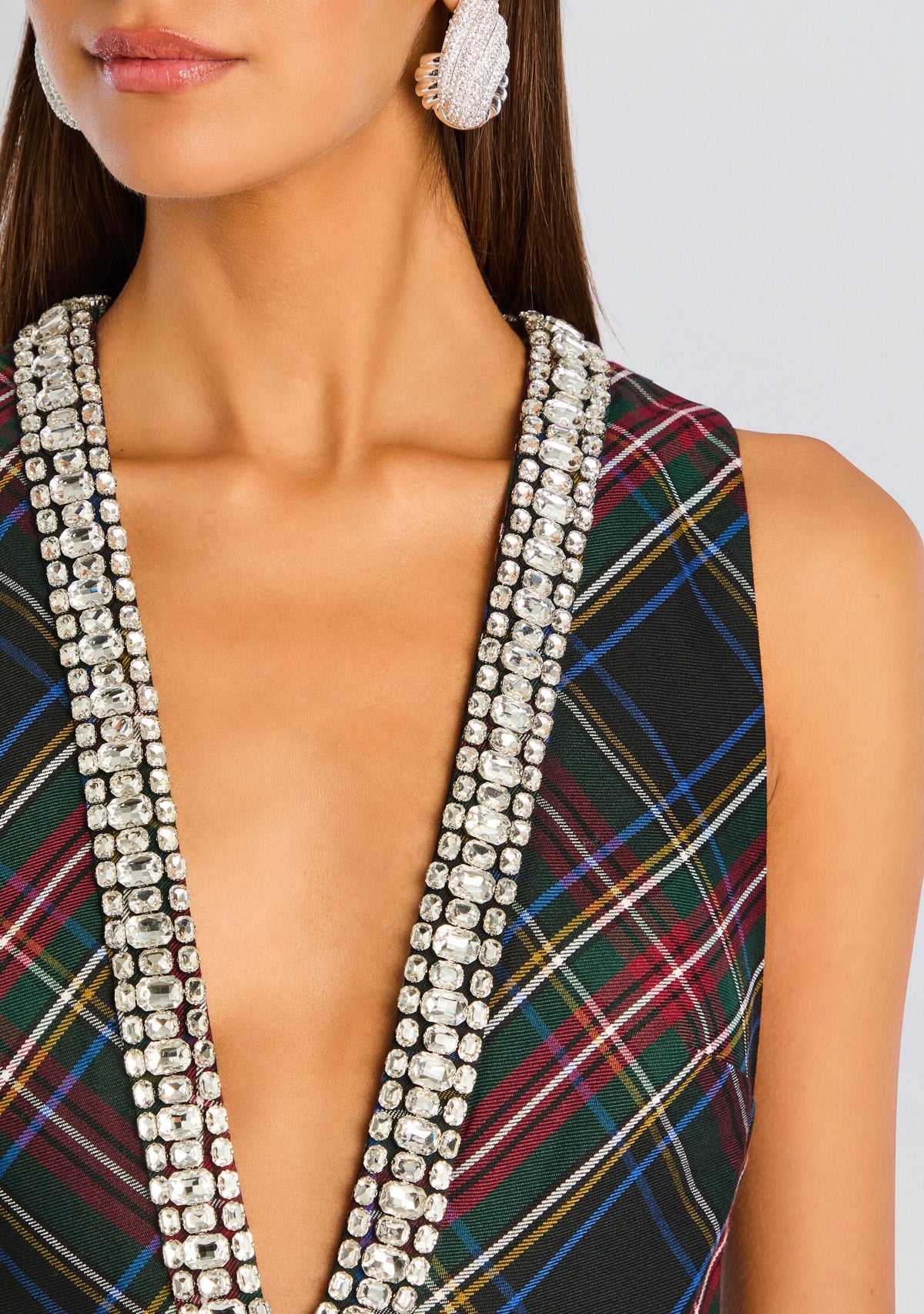 Nancie Embellished Dress by retrofête in Black Tartan, product image 2