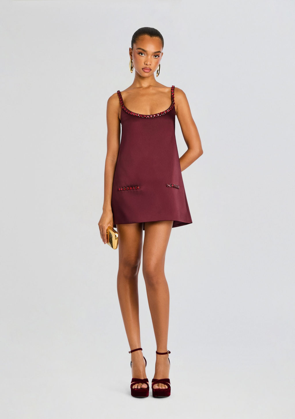 Reilly Embellished Dress by retrofête in Port, product image 1