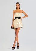 Tate Sequin Dress by retrofête in Cream/Black, product image 1
