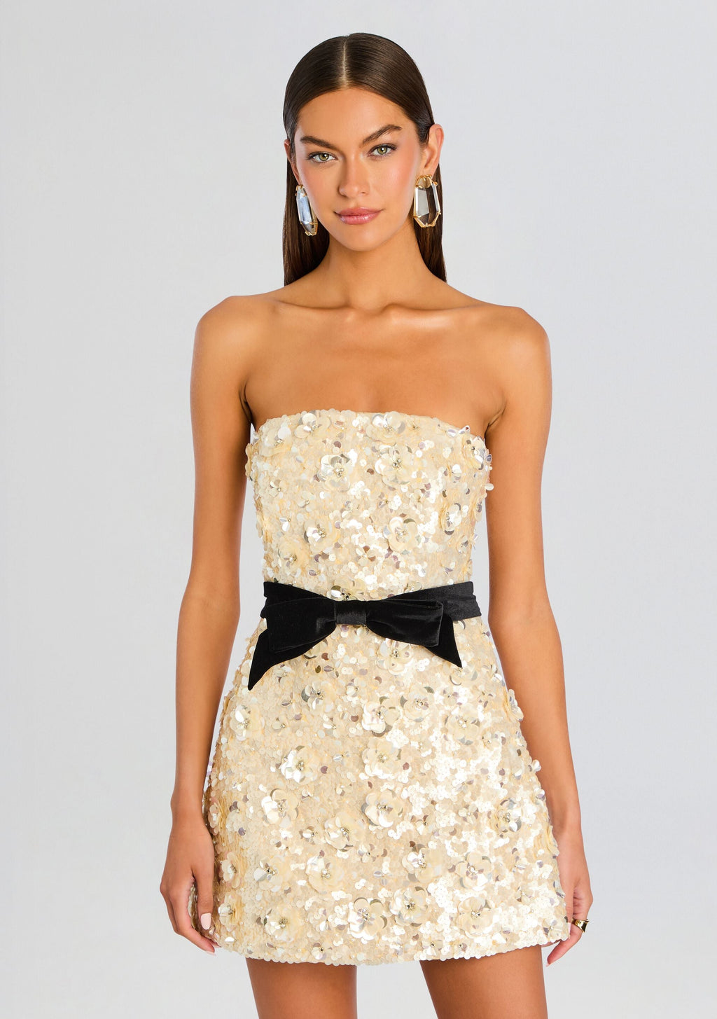 Tate Sequin Dress by retrofête in Cream/Black, product image 5