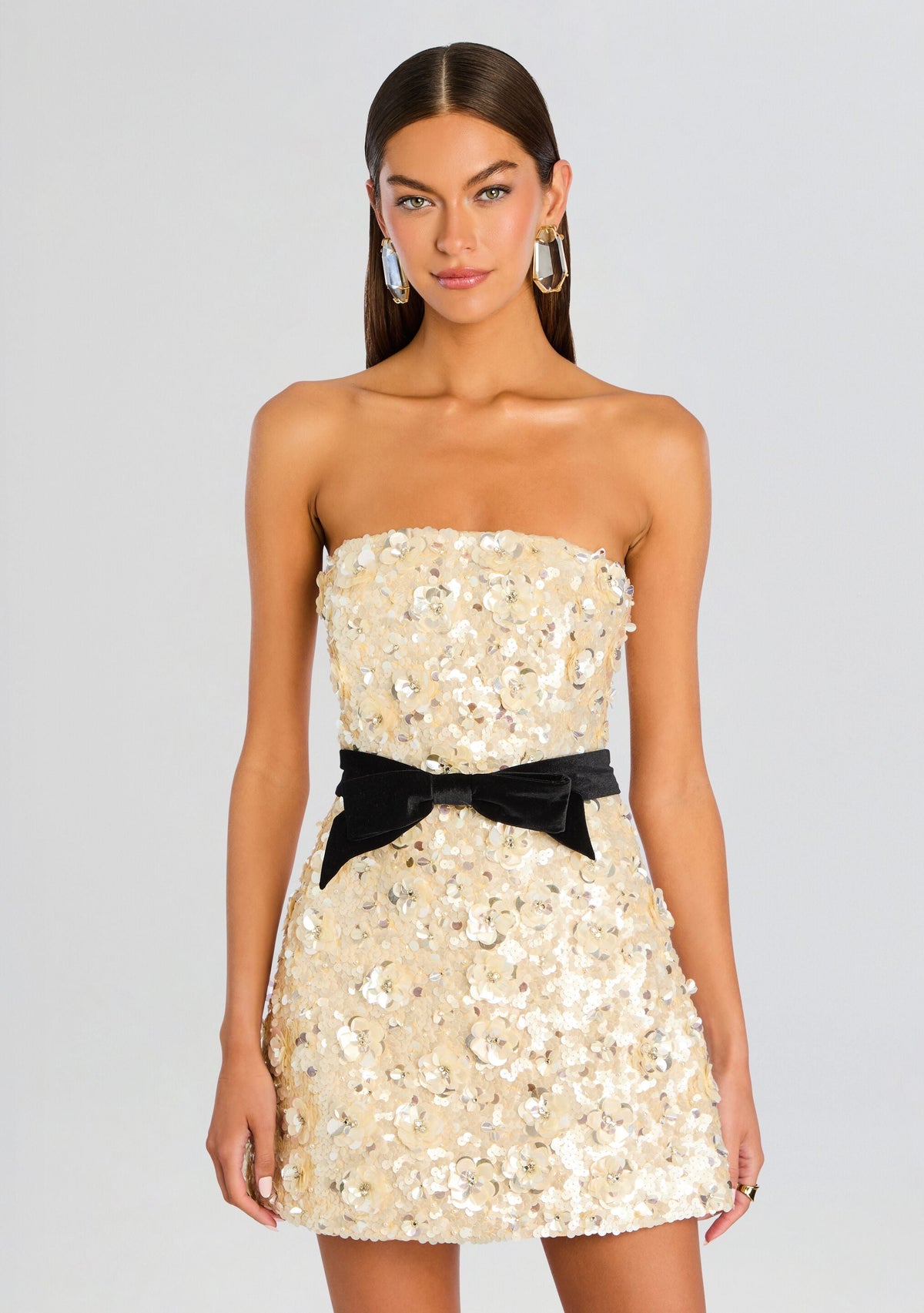 Tate Sequin Dress by retrofête in Cream/Black, product image 5