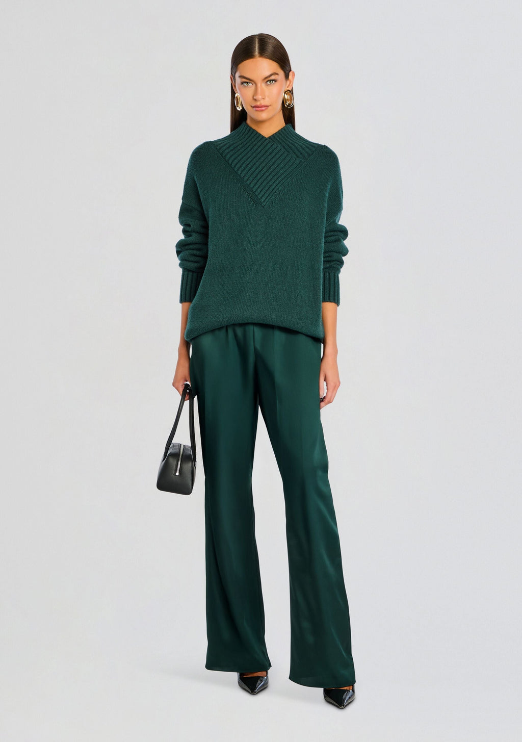 Viva Satin Pant by SEROYA in Evergreen, product image 2