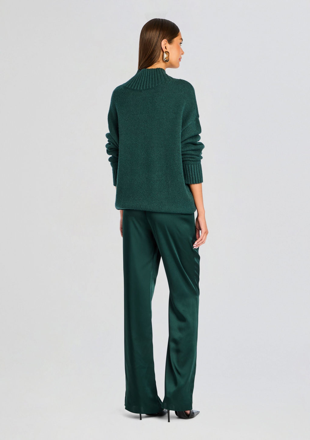 Viva Satin Pant by SEROYA in Evergreen, product image 5