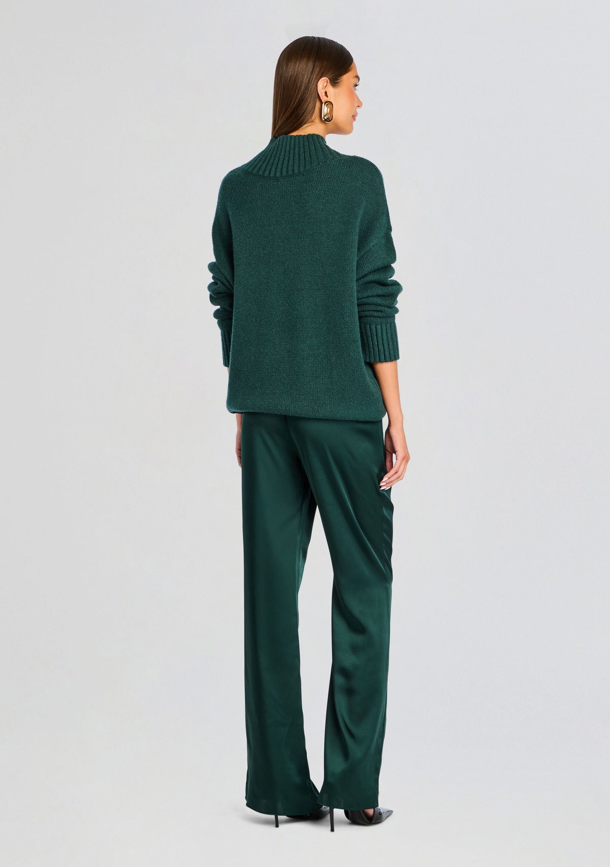 Viva Satin Pant by SEROYA in Evergreen, product image 5