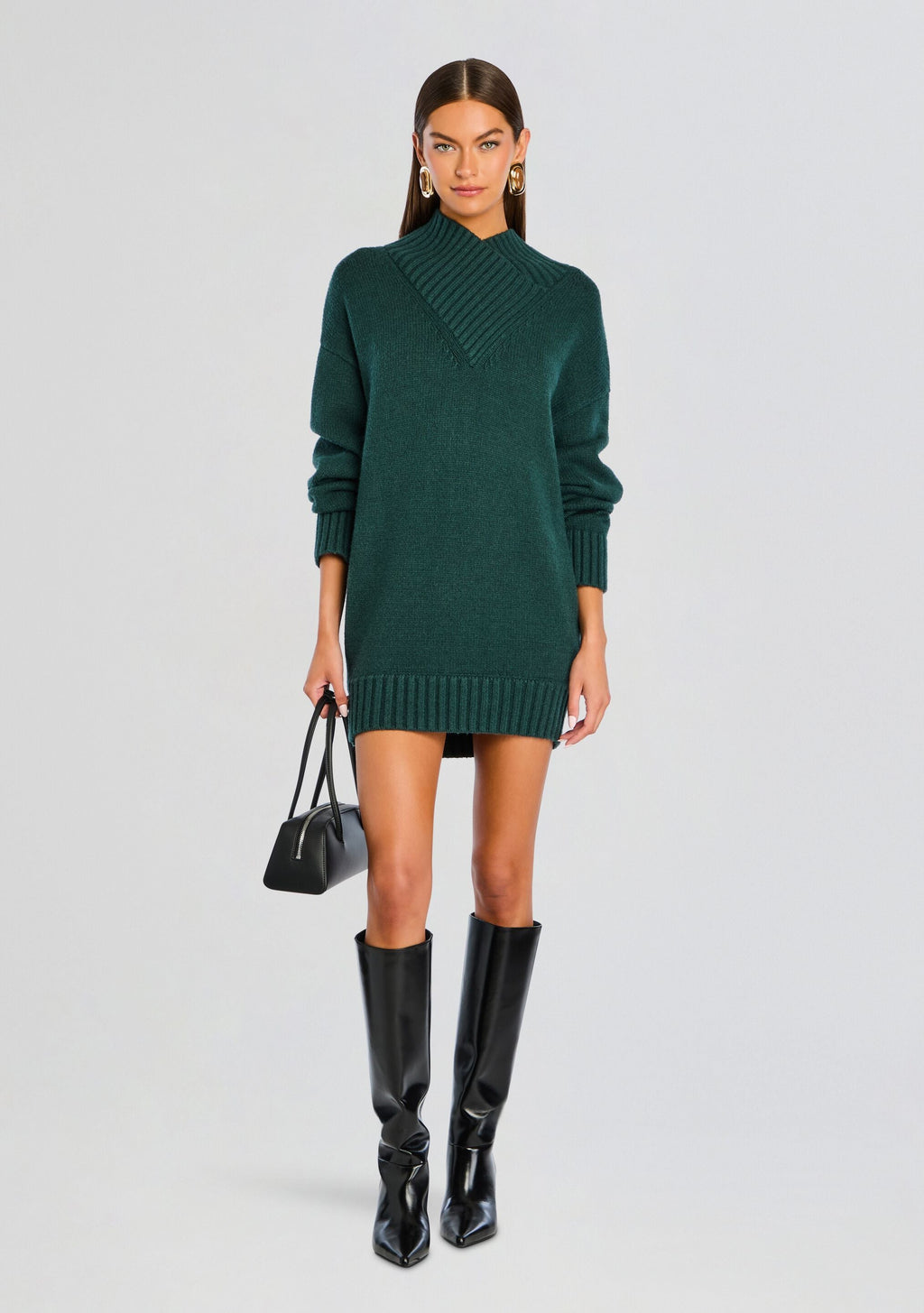 Dessa Chunky Knit Sweater Dress by SEROYA in Evergreen, product image 5