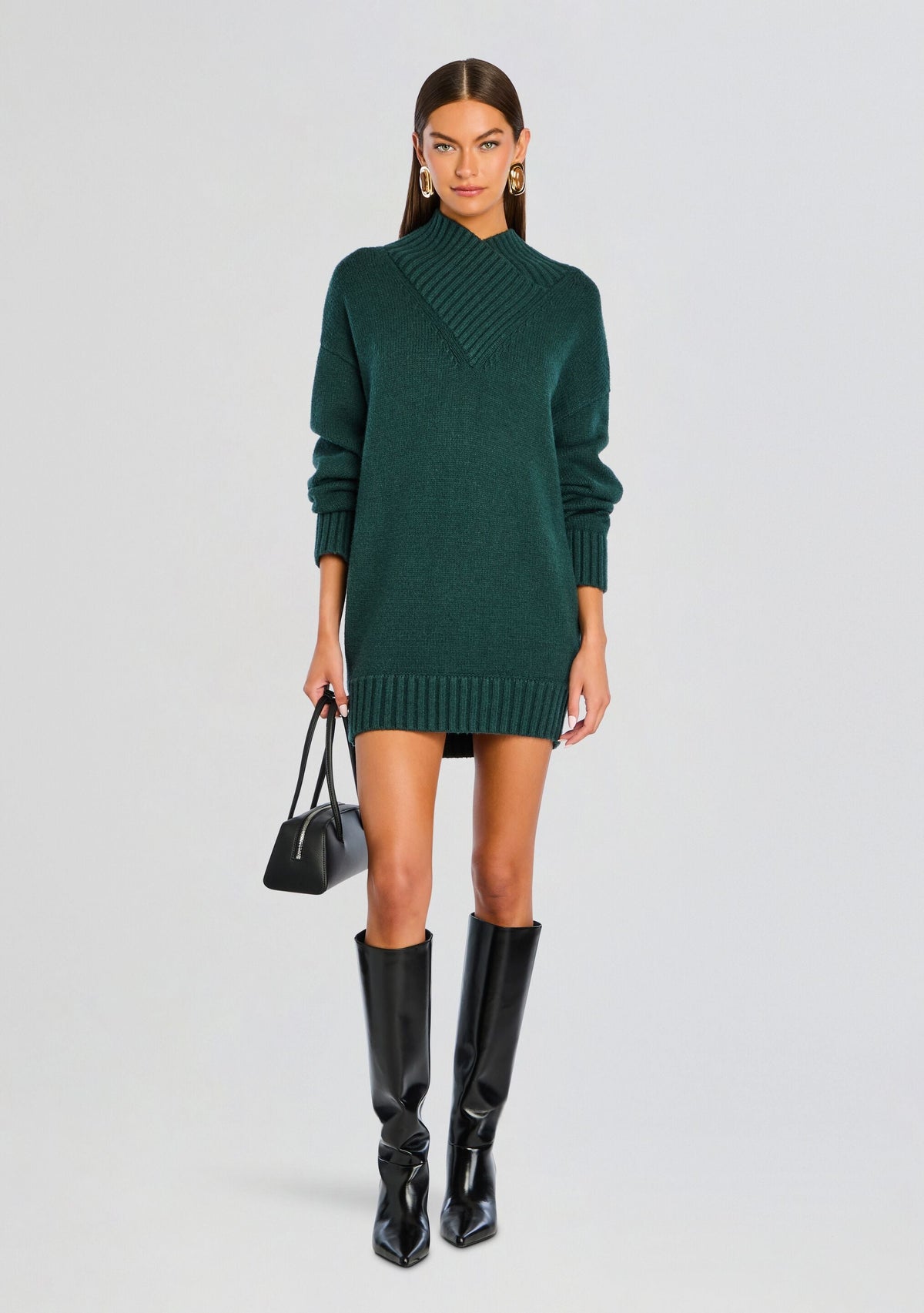Dessa Chunky Knit Sweater Dress by SEROYA in Evergreen, product image 5