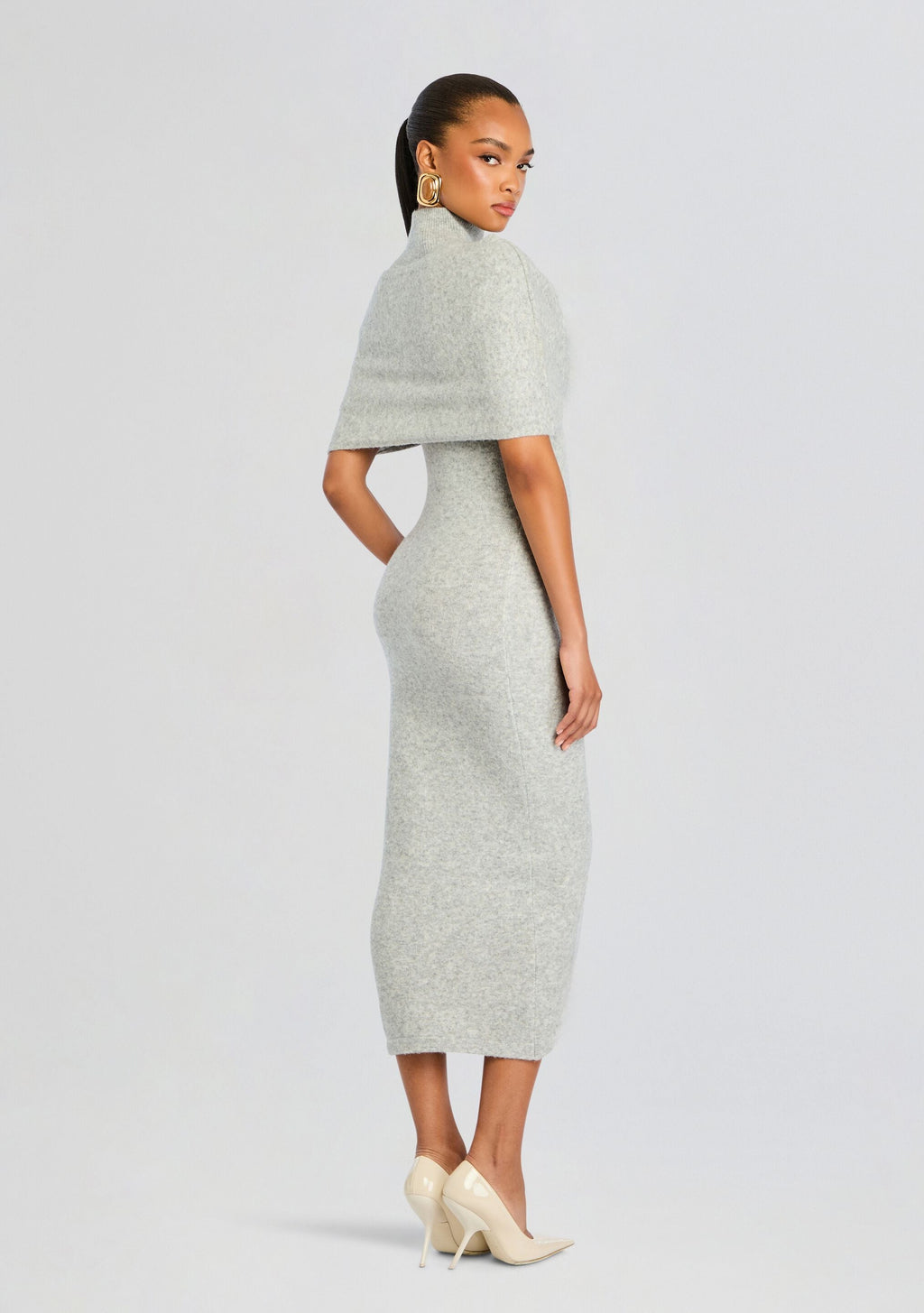 Wisteria Knit Midi Dress by SEROYA in Light Grey, product image 4