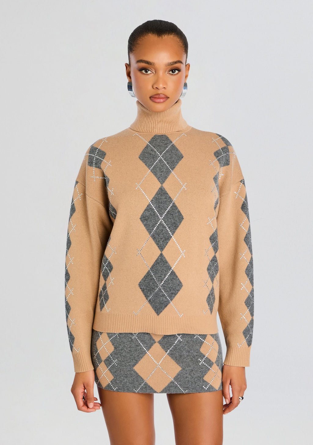 Alberte Embellished Sweater by retrofête in Latte/Dusk, product image 1
