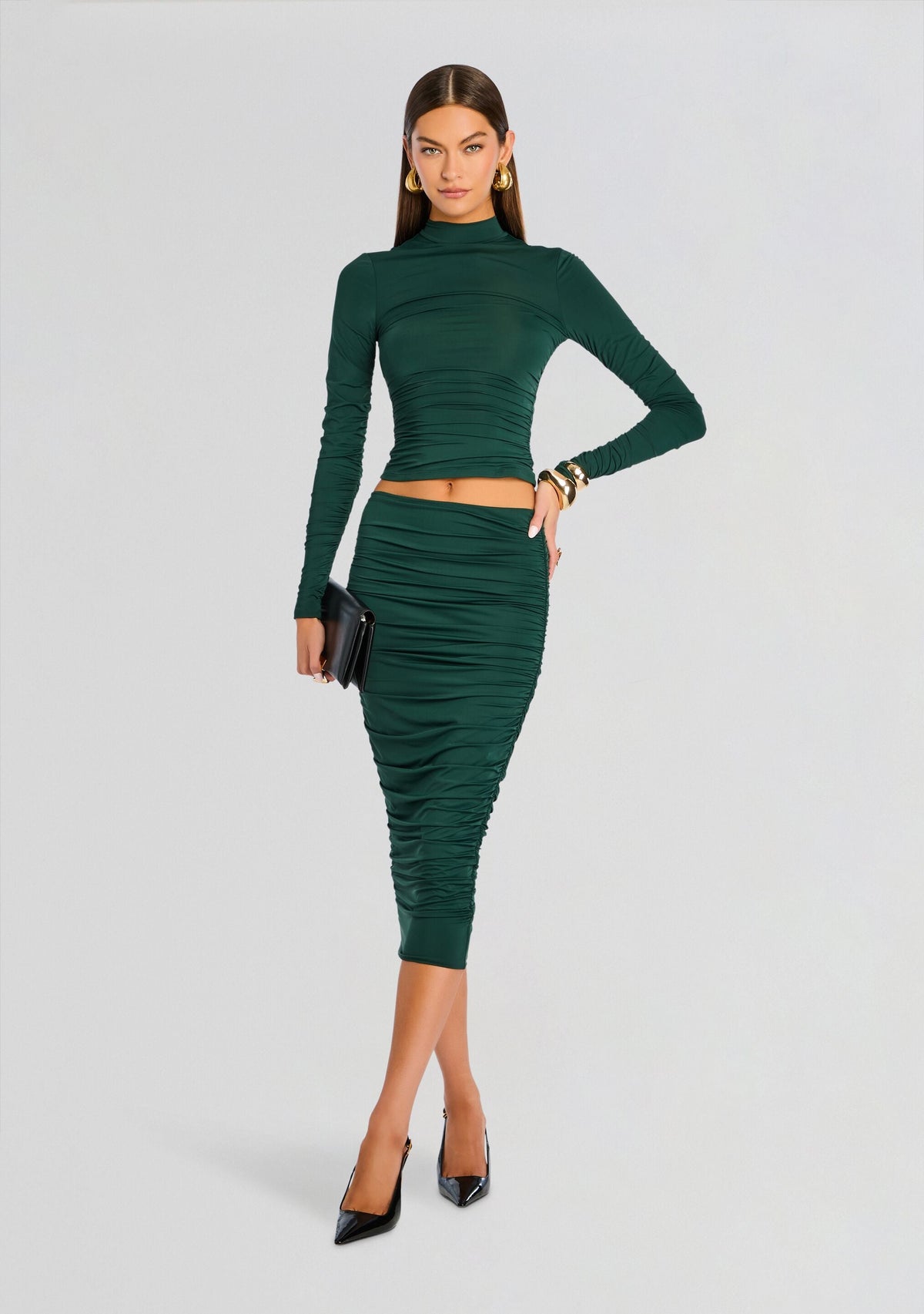 Dulcie Ruched Top by SEROYA in Evergreen, product image 2