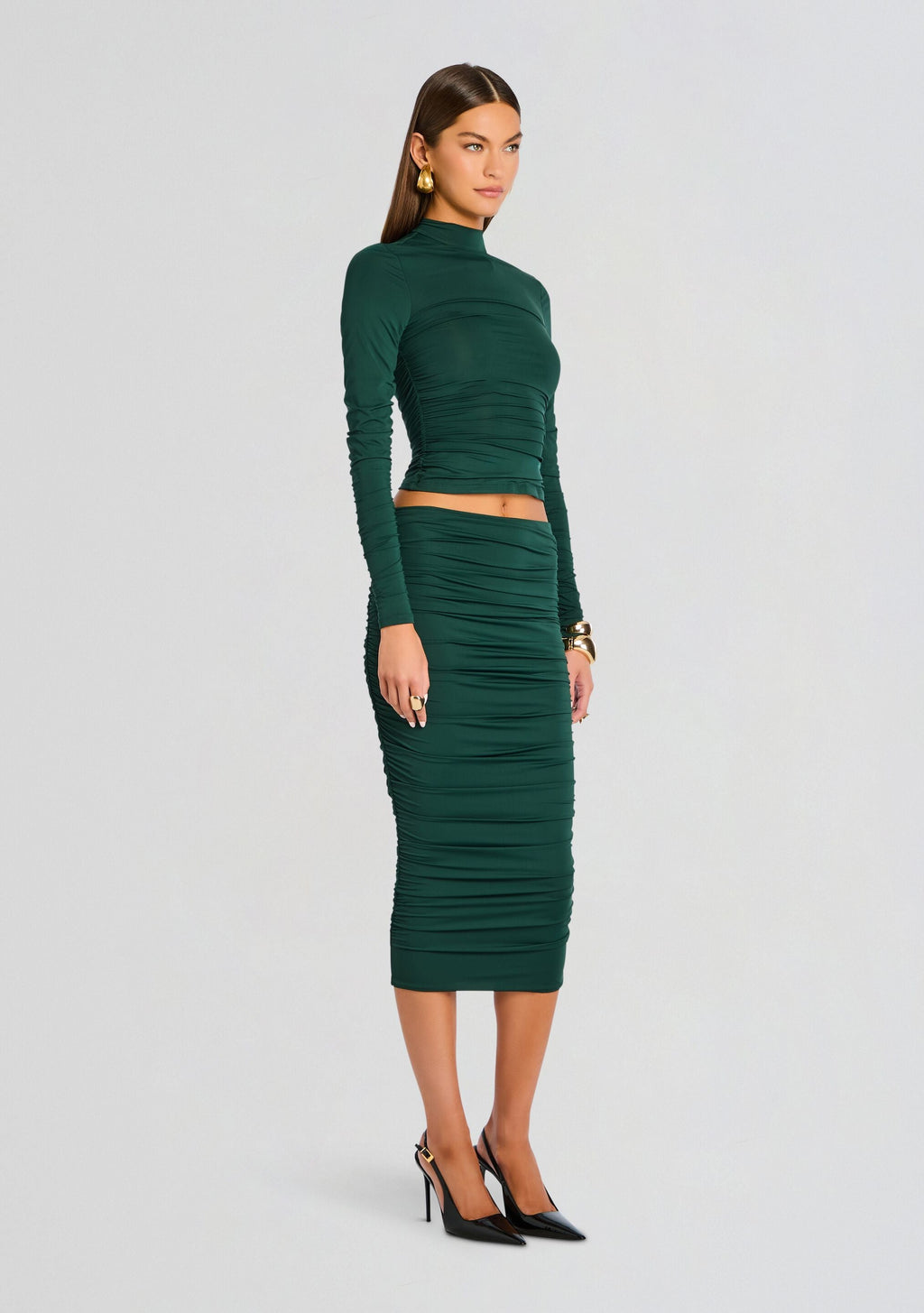 Dulcie Ruched Top by SEROYA in Evergreen, product image 4