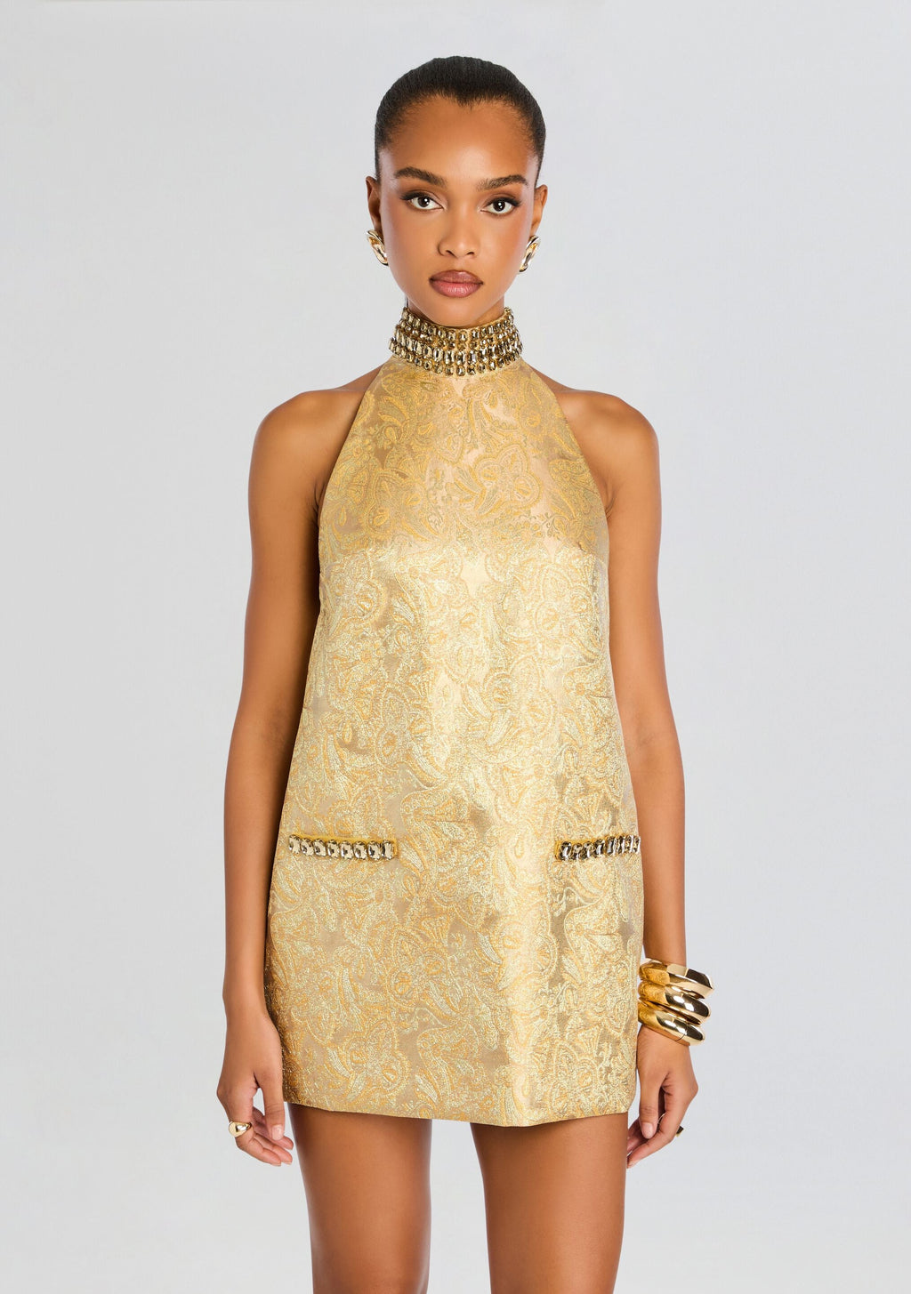 Lilou Embellished Dress by retrofête in Gold, product image 6