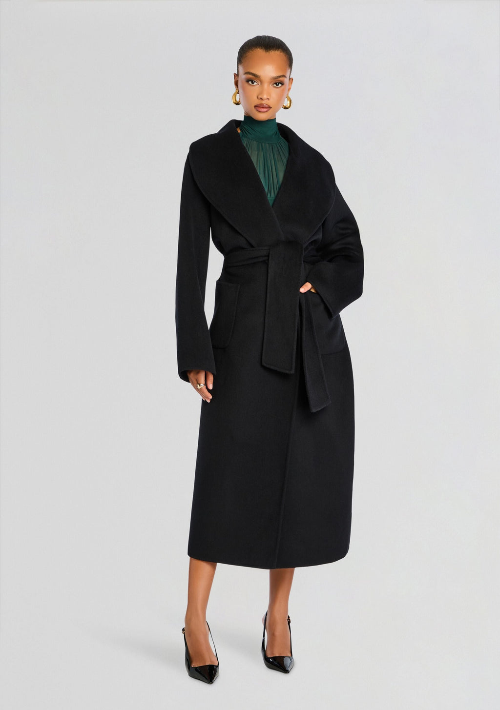 Mavis Wool Coat by SEROYA in Black, product image 3