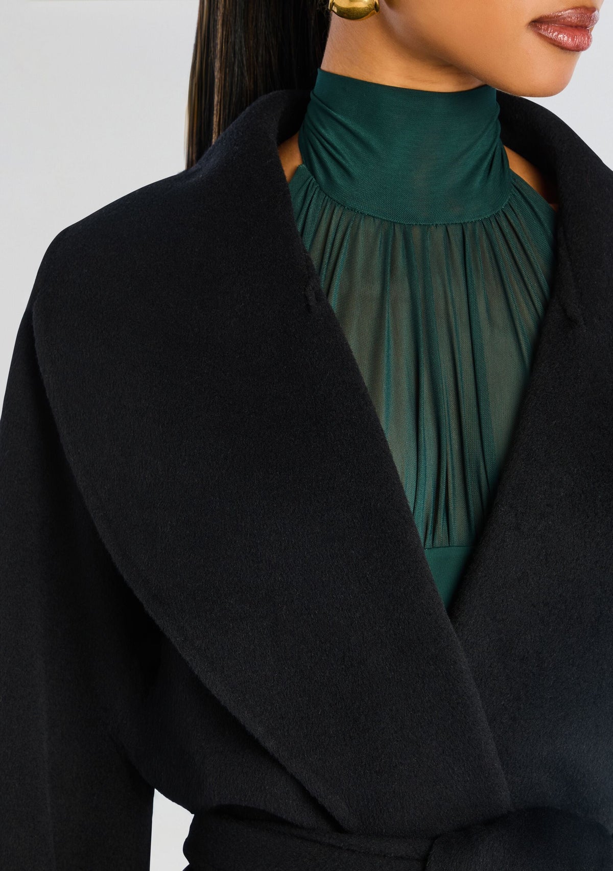 Mavis Wool Coat by SEROYA in Black, product image 2