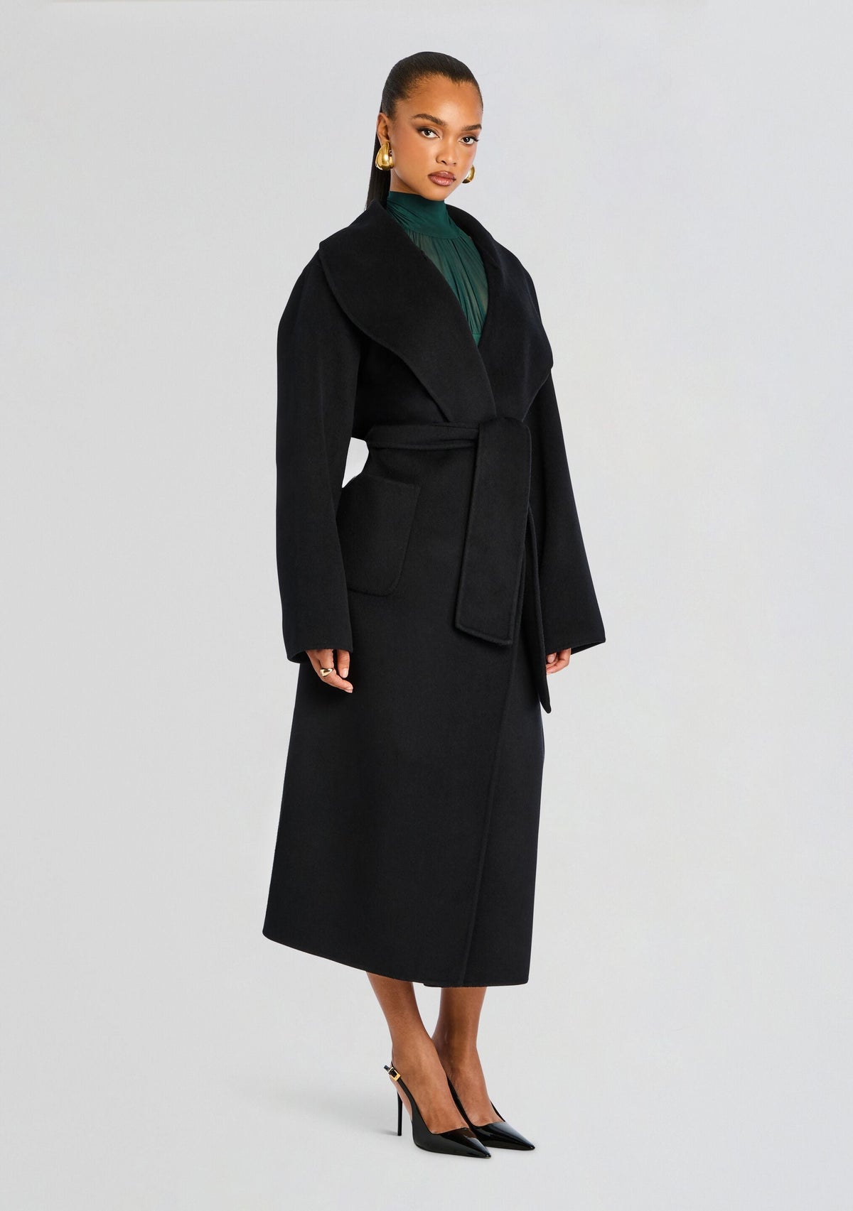 Mavis Wool Coat by SEROYA in Black, product image 4