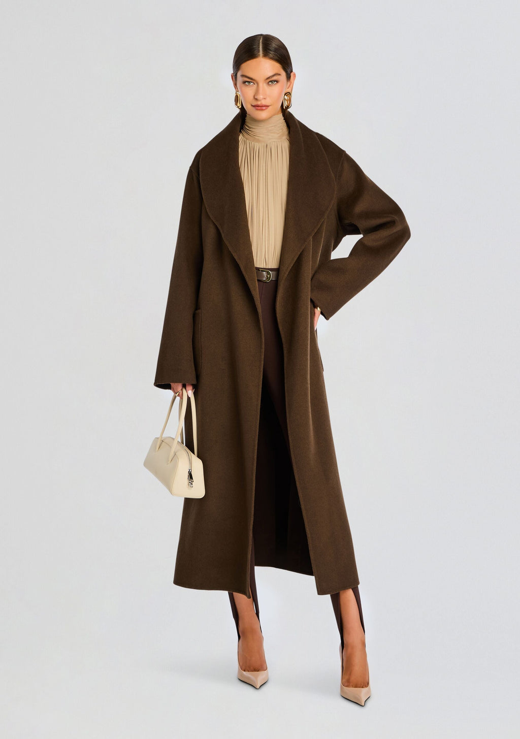 Mavis Wool Coat by SEROYA in Slate Brown, product image 1